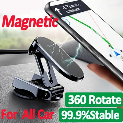 Foldable Magnetic Car Phone Holder Stand Strong Magnet Phone Mount Bracket UK • £0.99