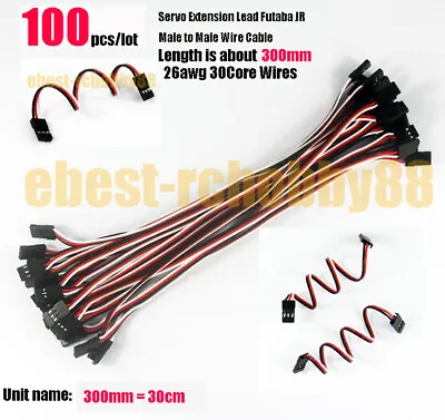 100pcs Male To Male 300mm 26awg 30Core Servo Lead Wire Cable For Futaba JR Plane • $39.99