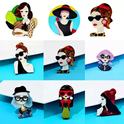 Acrylic Modern Lady Girl Fashion Brooches Women Men Lapel Pins Jewellery Gift  • £3.71