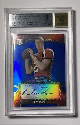 2008 Bowman Sterling Matt Ryan Auto Blue Refractor Rookie Atl Falcons BGS 9 Mint • $149.99