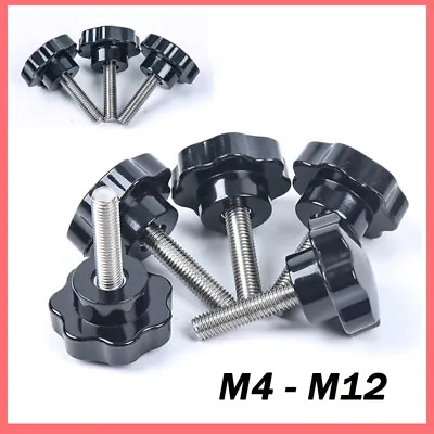 £1.55 • Buy M4 To M12 Male Thread Plastic Star Clamping Nut Knob Screw Machine Handle Black