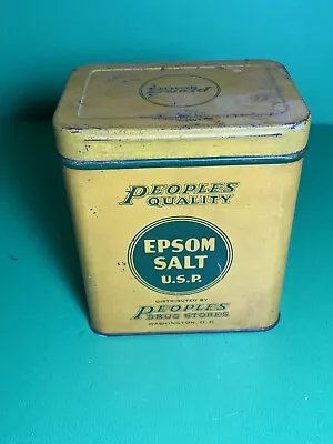 Vintage People’s Quality Washington DC Epsom Salt Container 1lb Tin Advertising • $8