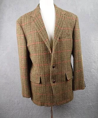 Vintage J. Crew Blazer Mens XL Brown Tweed Wool Sports Coat Jacket Elbow Patches • $58.22