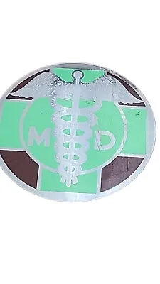 Vintage MD Medical Doctor Car Bumper Badge Plaque Thin Stick Em Back • $24.99