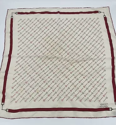 Vintage Gucci Scarf Equestrian Stirrups Horse Bit 100% Silk Scarf 26 X 26  • $15.50