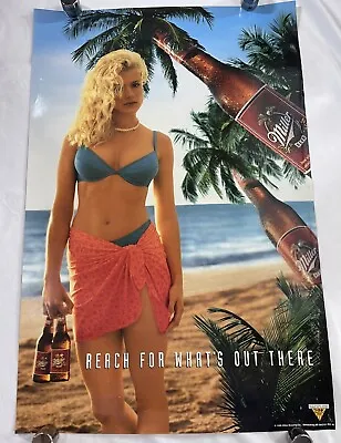 Miller Beer - Promo Poster 20x30” Bar Man Cave Garage Bikini Pinup Beach 1996 • $33.77