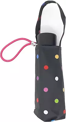 Micro Mini Manual Compact Umbrella Neverwet Technology Colorful Dots On Black • $64.88