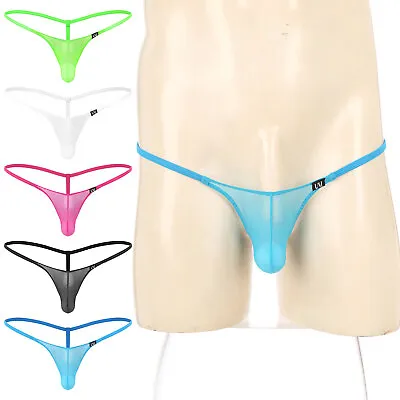 UK Mens G-Strings Bulge Pouch Thong Nightwear T-Back Wetlook Underpant Lingerie • £7.49