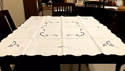 Vintage Scallop-Edged Bridge Luncheon Overlay With Cut-Outs/Tablecloth • $20