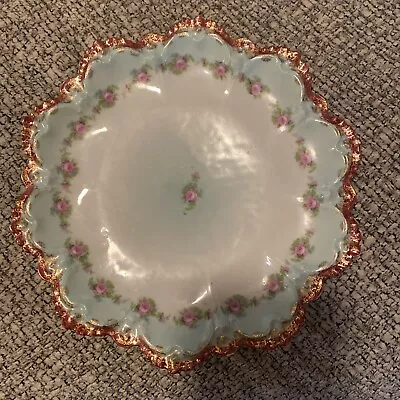 Antique M Z Austria  8.75” Plate Rose Pattern Stamped  Numbered • $29.99