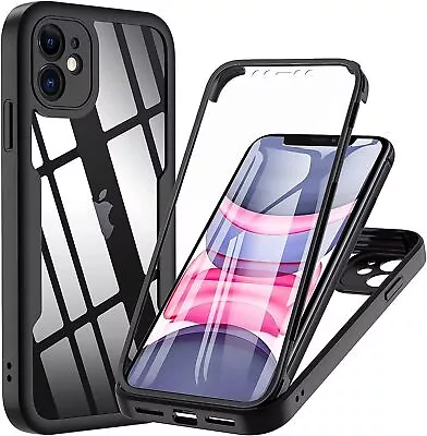 Clear 360 Full Body Case For IPhone 15 14 13 12 11 Pro Max XR XS Max 7 8 Plus SE • £3.99