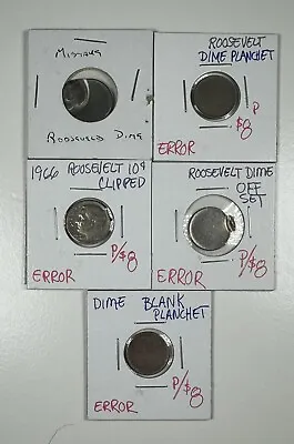 Roosevelt Dime Various Error Lot Of 5.  GREAT ERROR LOT!!! • $54