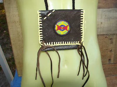 Beaded Deerskin Leather Medicine Bag Talisman Necklace Pouch Handcrafted 4  • $27.88