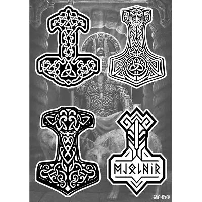 Thor's Hammer Symbol Sticker Pack | Mjolnir Viking Norse Mythology God Logo • $6.99