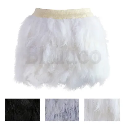 £17.99 • Buy Women Ostrich Feather Mini Skirt Wedding Party Dance Clubwear Short Fluffy Skirt