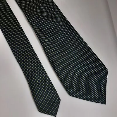 Mens 100% Silk Tie Necktie 60x3.5 Blue Neon Green Check Hand Made Chaps Mint • $9.94