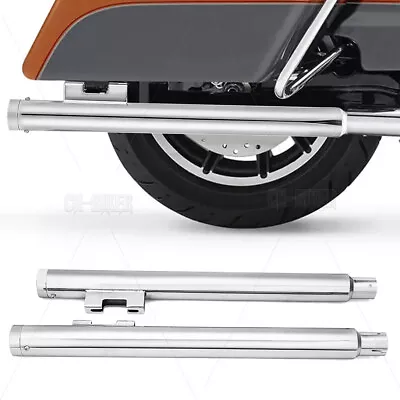 29  Chrome Straight Slip On Mufflers Exhaust Pipes For Harley Touring 1995-2016 • $143.99