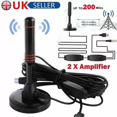 High Gain Freeview TV Aerial Indoor/Outdoor HD TV Antenna USB Magnetic TV Tuner! • £10.89