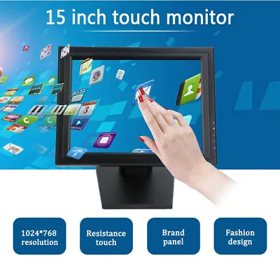 15 /17  Restaurant LCD Display Touch Screen Monitor W/ Multi-Position POS Stand • £155