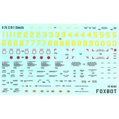 Decals Stencils For B-25C/D/J Mitchell FOXBOT 48-012 Scale 1:48 • $8.44