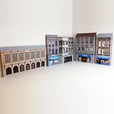 Card Low Relief OO Gauge Buildings High Street Shops Pack Of 5 1/76 Scale Set10 • £11.99