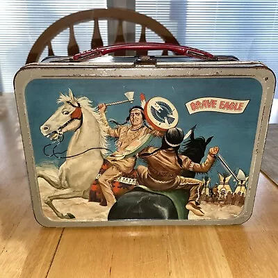 BRAVE EAGLE METAL LUNCH BOX 1957 NO THERMOS Western • $41