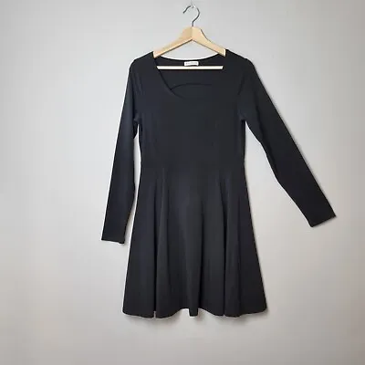 WHISTLES Little Black Dress Size 12 Jersey Fabric Flared Skirt Stretch  • £17.99