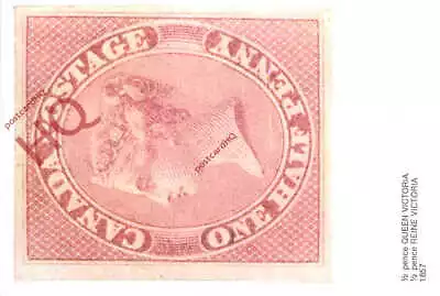 Picture Postcard_ 1/2P QUEEN VICTORIA STAMP DESIGN 1857 CANADIAN STAMP • £2.69