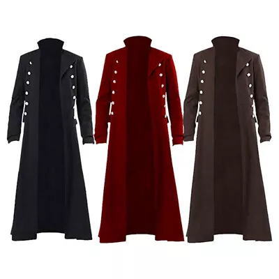 Mens Gothic Steampunk Vintage Jacket Medieval Renaissance Victorian Frock Coat • $36.63