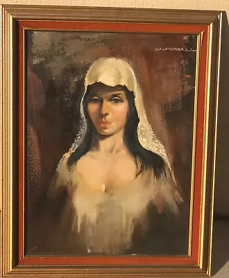 J.J. Mitchell Young Woman Beautiful Eyes  Portrait Oil Painting 24X18 • $140