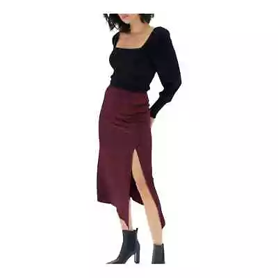 Mink Pink Nador Flounce Satin Slip Skirt In Wine Size XL  NWT • $15.20