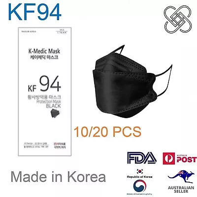 KF94 Face Mask Black 4-Layer Individual Pack 10/20 PCS Made In Korea (NEW) • $29.99