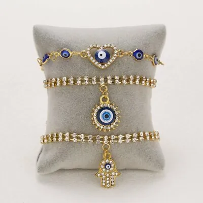 Lucky Turkish Hand Heart Crystal Evil Eye Beads Bracelet For Women Men Jewelry • $1.29