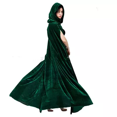 Medieval Women Long Green Cloak Renaissance Lady  Queen Hooded Cloak Halloween • $27.99