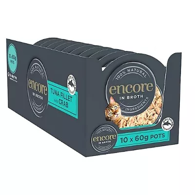 £10.47 • Buy Encore 100% Natural Wet Cat Food Pot, Succulent Tuna With Pacific Crab In Broth