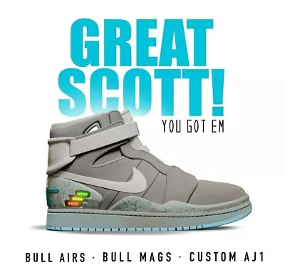 Bull Mags-Custom AJ1 (light Feature) Sz11 Bull Airs  Back To The Future  Theme • $580