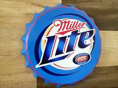 Miller Lite Bottle Cap Metal Sign For Man Cave Cafe  Bar Decor Beer Pub Decor • $19.89