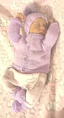£11.50 • Buy Hand Knitted Baby Girl SMALL NEWBORN Set Baby Clothes Reborn