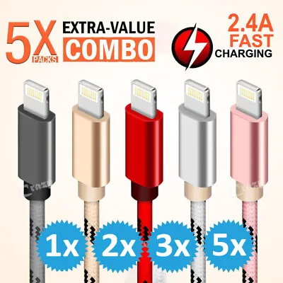 $4.99 • Buy 5X USB Fast Charger Cable Cord For Apple IPhone XR X 8 7 6S 14 Plus 11 12 13 Pro