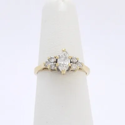 14k Gold Marquise Round Diamond Angel Wing Promise Pre Engagement Ring  • $854.05