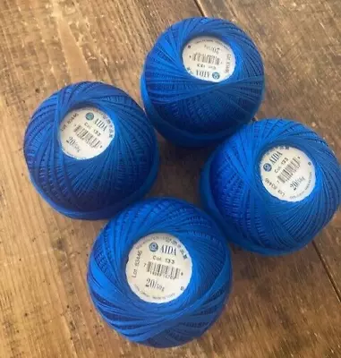 4 Ball Of Coats Aida 20/50g Crochet Cotton New Old Stock - Royal Blue No 133 • £6