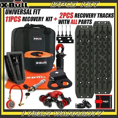X-BULL Recovery Kit 4X4 4WD Winch Recovery Tracks 15PCS Snatch Strap Offroad Car • $239