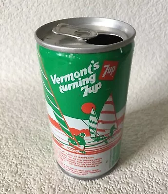 Vintage VERMONT’S Turning 7UP Soda Pop Can Steel Ice Boating #45 OSHKOSH WI • $16.69