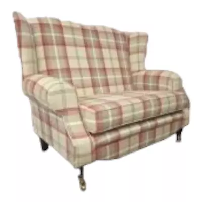 Wing Back Queen Anne Cottage Two Seat Sofa In Balmoral Cranberry Tartan Fabric • £819