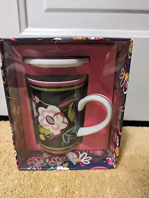 Vera Bradley RIBBONS Porcelain Mug With Cover NEW In SEALED BOX • $11.99