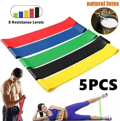 Set Of 5 Exercise Fitness Workout Band Gym Heavy Duty Resistance Yoga Bands Loop • $15.99