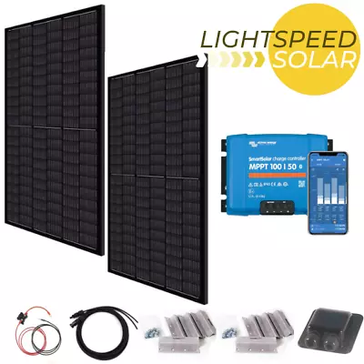 680W Black Compact 12V 24V Solar PV Kit - Victron MPPT/Cables/Mounts - Motorhome • £595