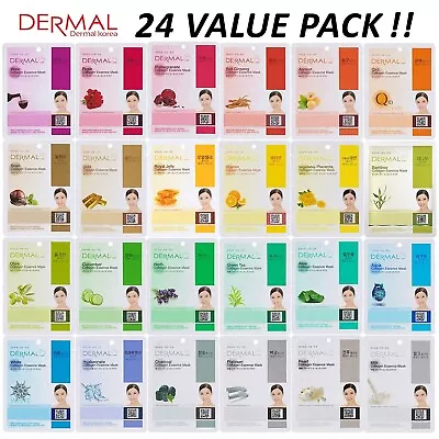 Dermal Korea Collagen Essence Full Face Facial Mask Sheet (24 Combo)Ships Free! • $13.89