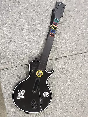 Xbox 360 Guitar Hero Gibson Les Paul Black Wireless Controller & Strap Free Ship • $65