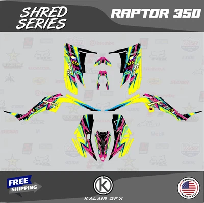$144.99 • Buy Graphics Kit For YAMAHA RAPTOR 350 GRAPHICS (16 MIL) Shred-CM-Yellow